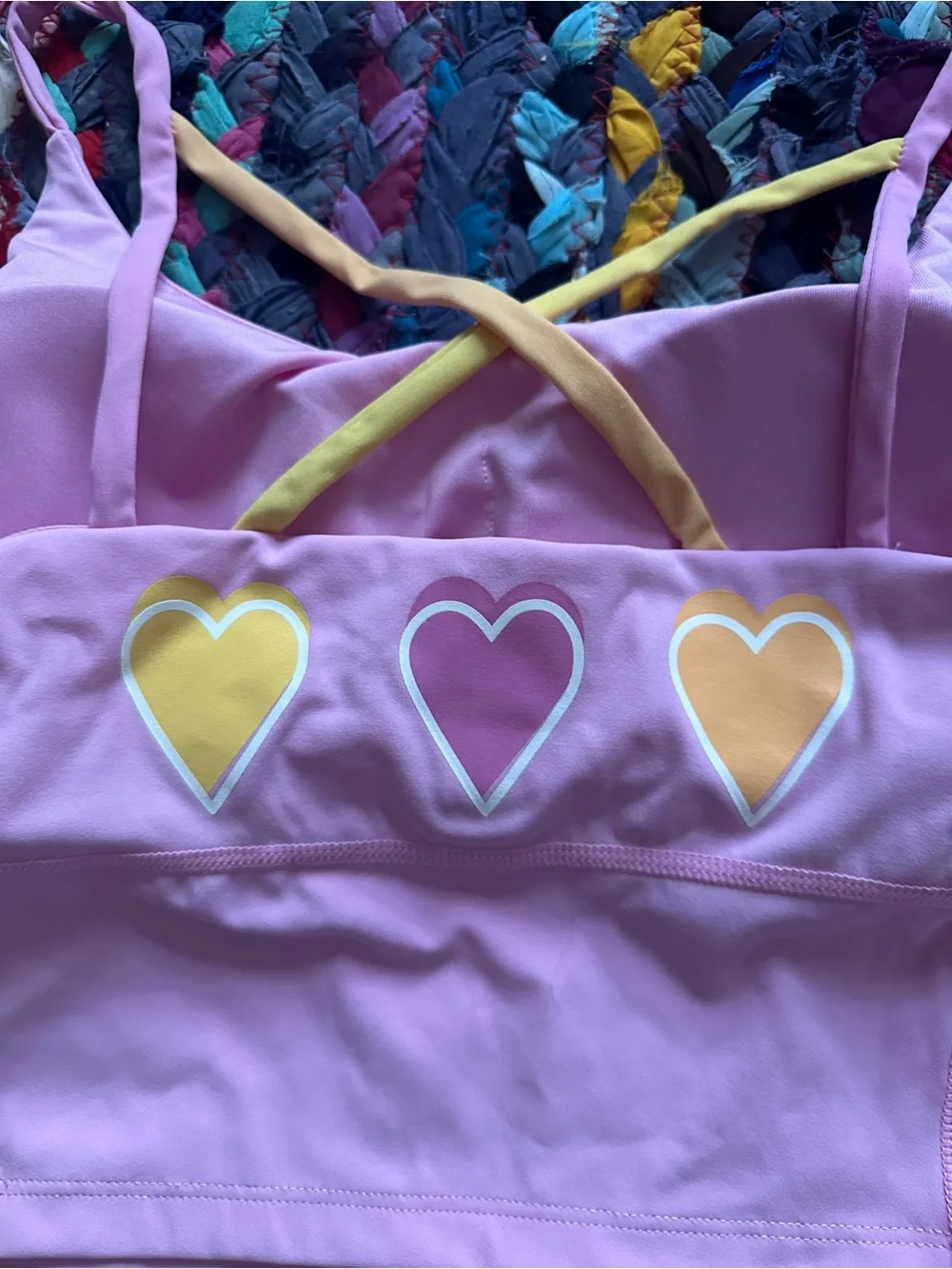 Roller Rabbit Hearts Pink Strappy Sports Bra Women’s Size Small Workout Athletic